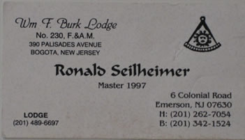 Ronald Seilheimer Business Card